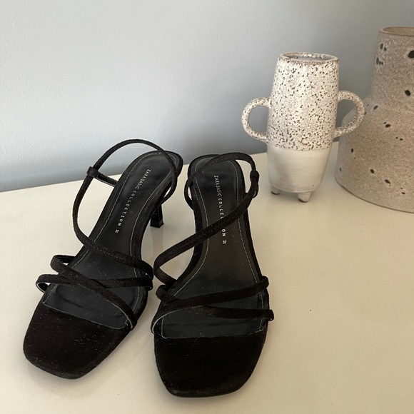 Zara Shoes - Zara suede strappy kitten heels